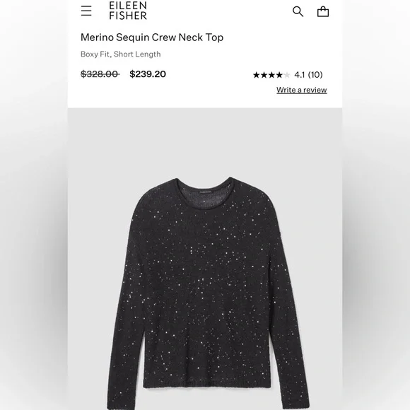 Eileen Fisher Merino Sequin Crew Neck Top size 3X, NWTs - Picture 2 of 14